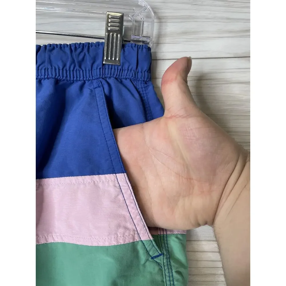 Boden Swim Shorts Mens 30 Blue Green Colorblock‎ Drawstring Mesh Lined Quick Dry